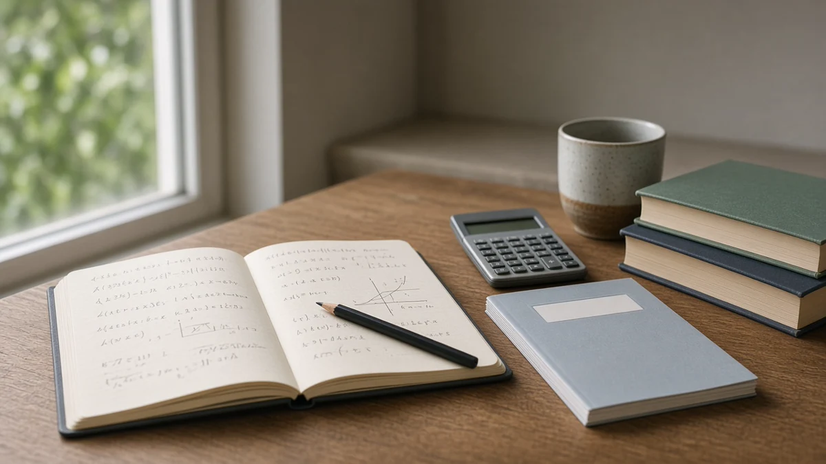 Bureau avec manuels de physique et de chimie pour préparer une seconde tentative de maturité fédérale